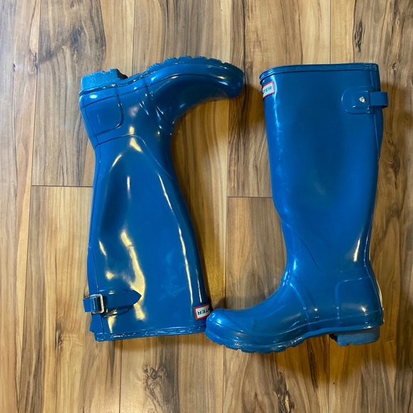 Hunter Boots Original Gloss Tall 6M Turquoise Teal - Picture 4 of 9